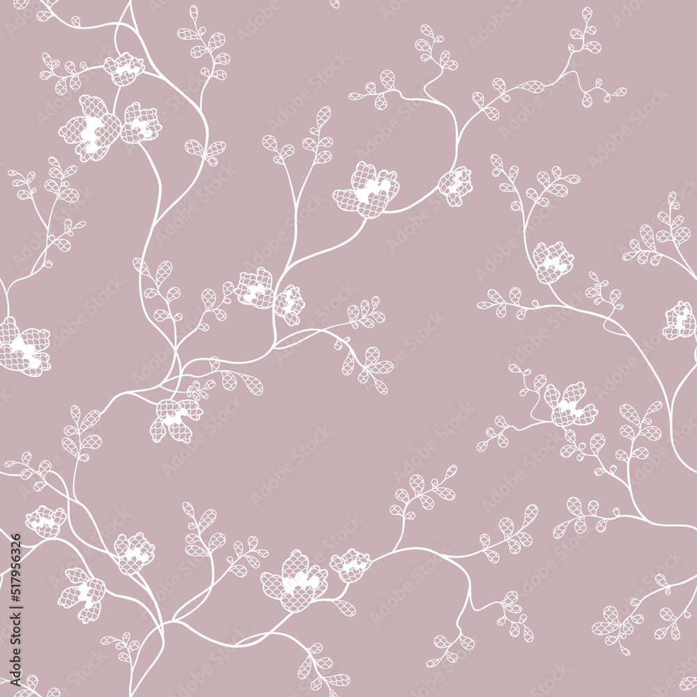 seamless pattern of flowers, branches and leaves seamless pattern of flowers, branches and leaves