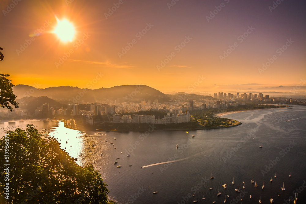 Panorama Rio de Janeiro - zachód słońca - obrazy, fototapety, plakaty 
