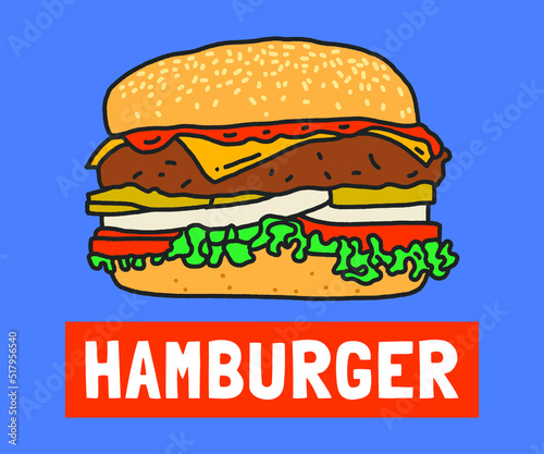 Hand Drawn Delicious Hamburger Illustration Design