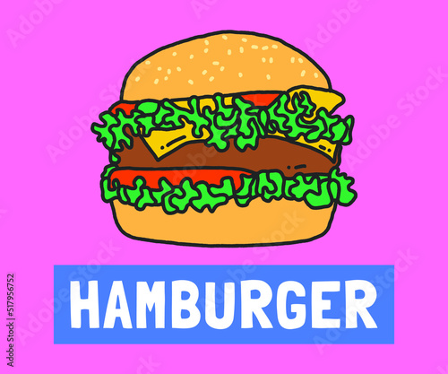Hand Drawn Meat Hamburger Illustration Design