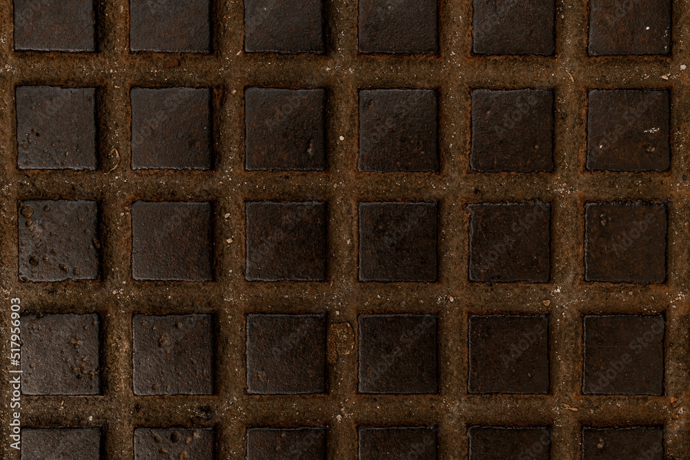 horizontal texture of rusty metal surface with square shapes