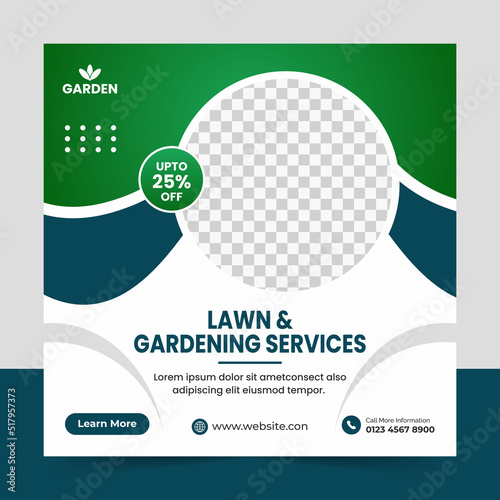 Lawn Mower Garden and agro farm services or Landscaping Service Social Media Post banner and Web Banner Template. Mowing Banner, Garden, agro farm, agriculture, farming, organic