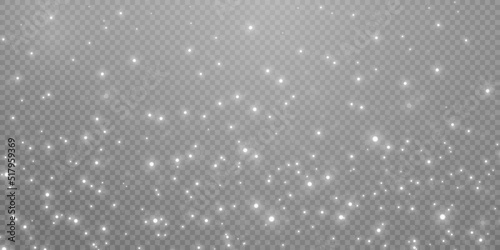 Christmas background. Powder PNG. Magic bokeh shines with white dust. Small realistic glare on a transparent Png background. Design element for cards, invitations, backgrounds, screensavers.