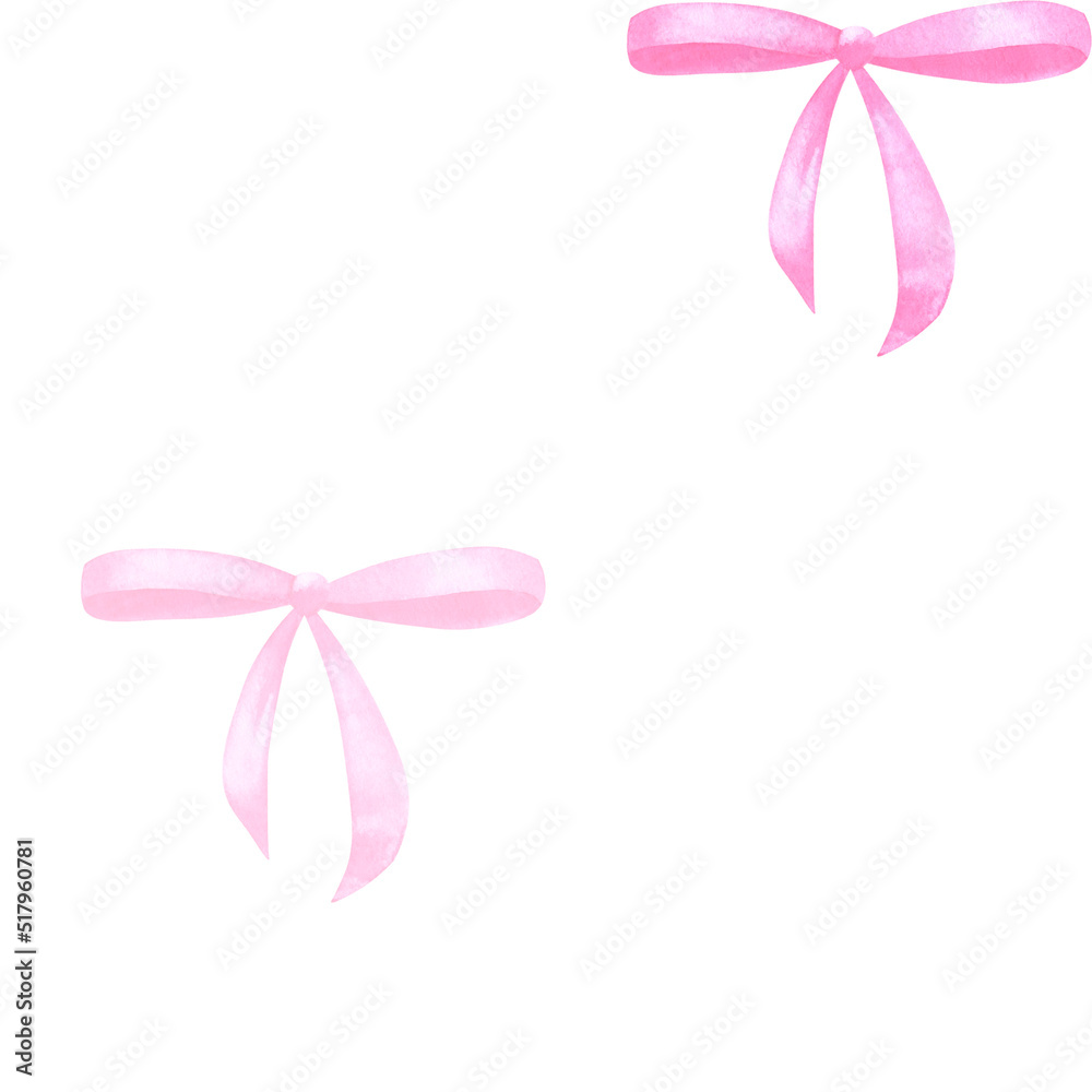 Seamless minimalistic pattern with watercolor pink ribbons.