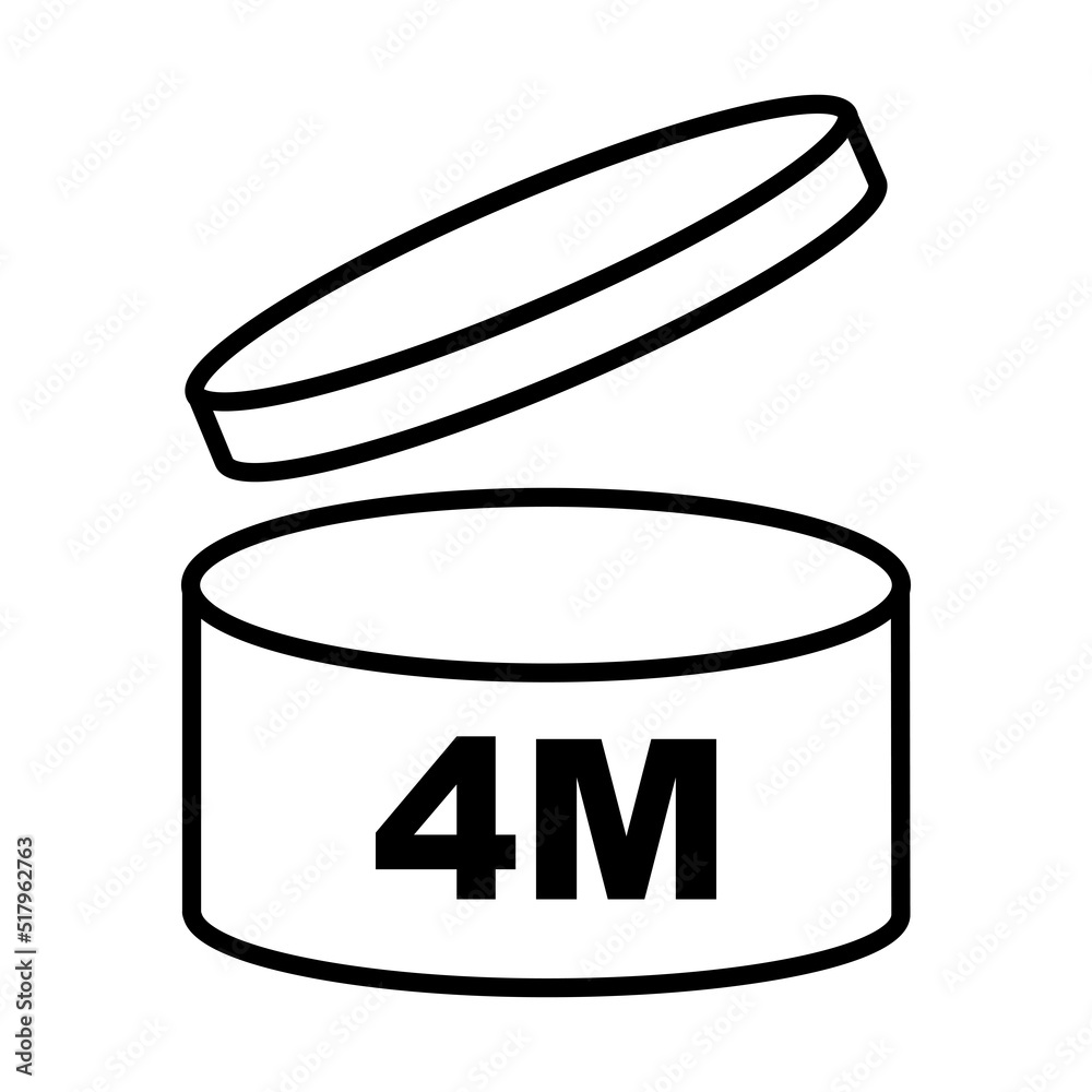 4m period after opening pao icon sign flat style design vector illustration isolated white background. 4 month day expiration period after opening. 4m period after opening pao icon sign flat style design vector illustration isolated white background. 4 month day expiration period after opening.