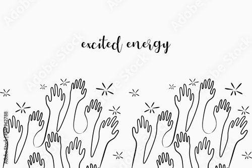 Vector illustration design raising hands or applause with hand drawn concept