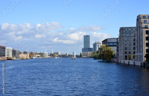 Berlin  view to the spree river from the oberbaum bridge