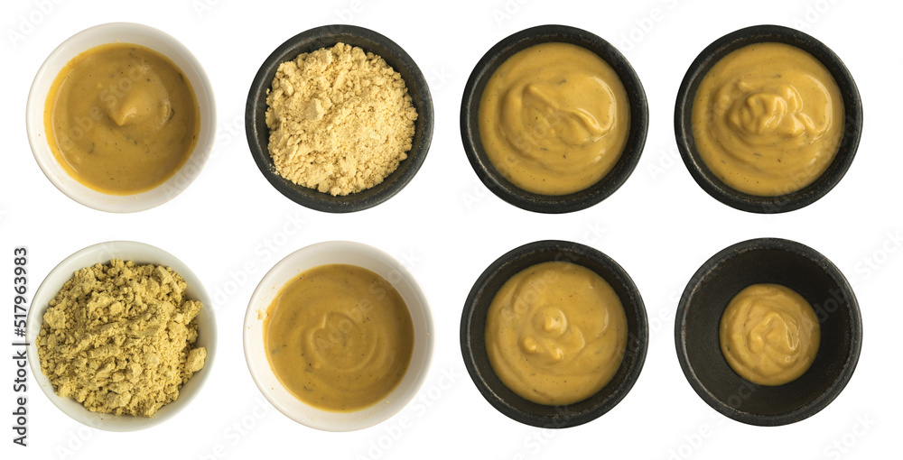 Mustard Sauce with Spices and Mustard Powder Isolated