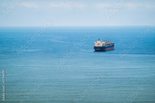 Industrial ship in blue sea