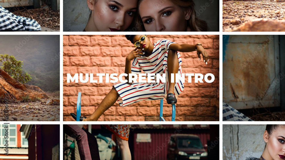 Grid Multiscreen Intro Replacement Title Stock Template | Adobe Stock