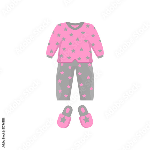 Obraz na płótnie Illustration of isolated pajamas with a slipper on a white background w salonie