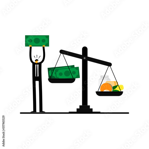 Cartoon character of a inflation economic crisis.