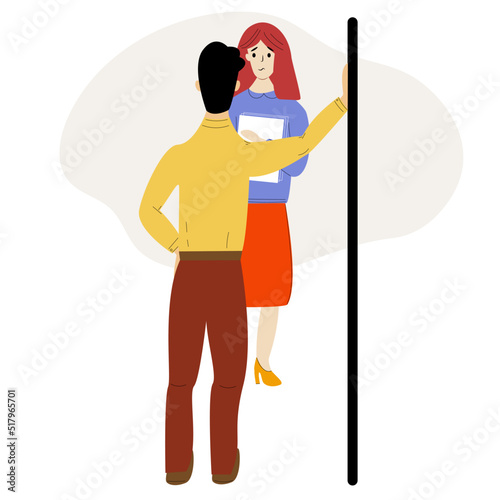 Sexual Harassment and bullying in work place. Assault and Abuse behavior. Stop violence against women. Flat vector illustration.