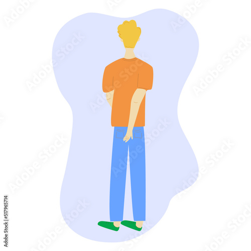 Man scratching his itchy buttocks. Flat illustration. Vector.