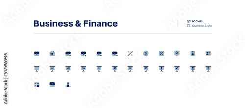 Business and Finance UI Icons Pack Duotone Style