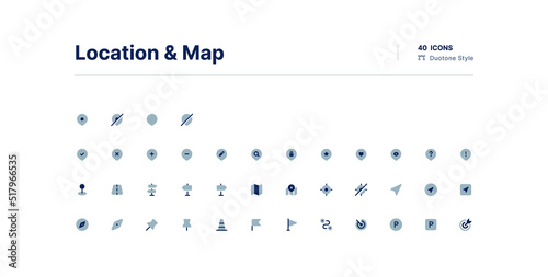 Location and Map UI Icons Pack Duotone Style