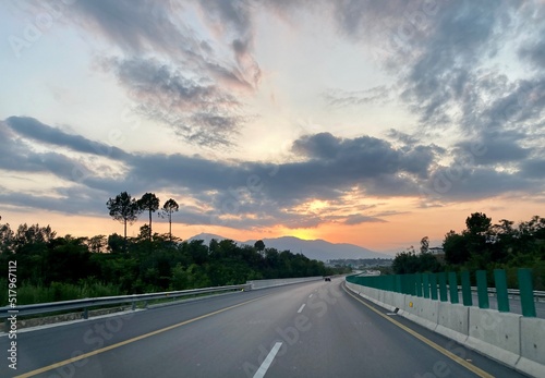 sunset on the road