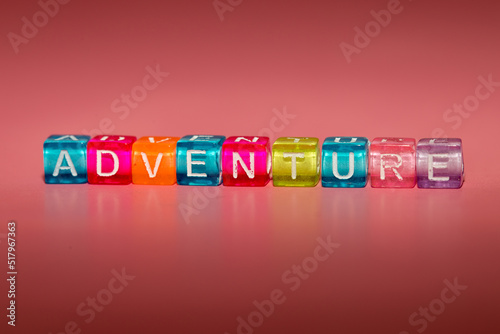 the word "adventure" made up of cubes