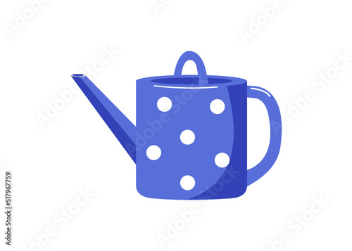 A  gardening tool, a watering can isolated on a white background. Colored flat vector illustration. Floristics and gardening, hobbies, outdoor activities. Horticulture, agronomy sign.