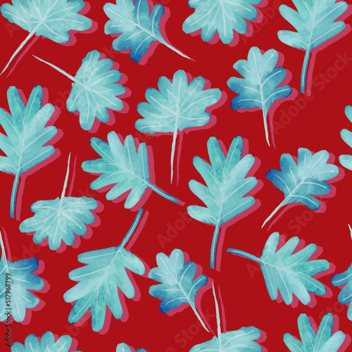 watercolor autumn branches with leaves seasonal seamless pattern