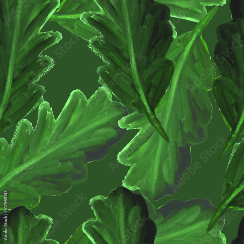 seasonal autumn large dried watercolor oak leaves vector seamless pattern