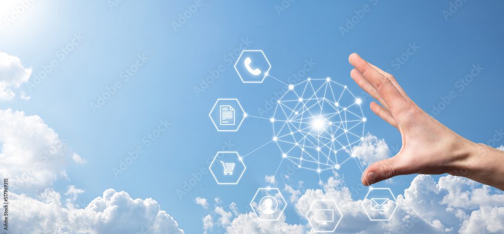 Business concept Close up of man using mobile smart phone and infographic icon of community technology digital.Concept of hi tech and big data. Toned image Business concept Close up of man using mobile smart phone and infographic icon of community technology digital.Concept of hi tech and big data. Toned image