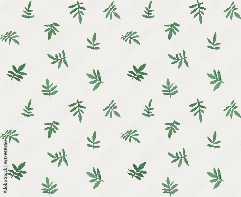 Leaves seamless pattern on grey background. Abstract floral texture. Nature background vector.
