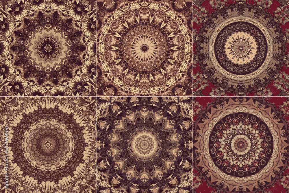 Set of vector ornate pattern with floral elements