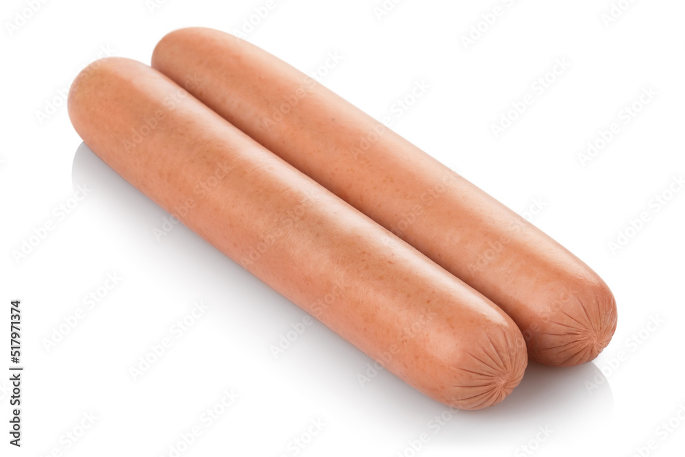 Two sausages, isolated on white background Two sausages, isolated on white background