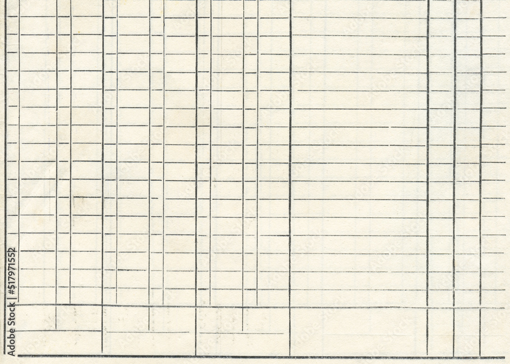 Retro photo lined paper texture. Vintage paper blank with stamp. Old