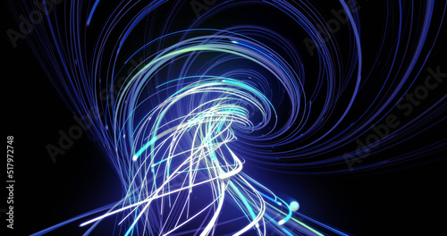 Image of light trails over black background