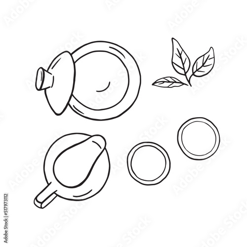Chinese Tea ware doodle illustration 