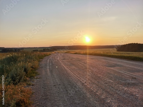 sunset on the road