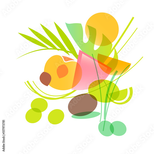 Fruit mix, vector composition in modern style