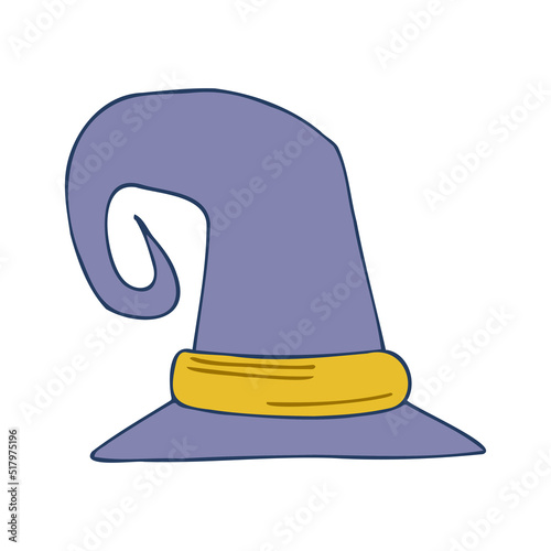 Halloween 2022 - October 31. A traditional holiday, the eve of All Saints Day, All Hallows Eve. Trick or treat. Vector illustration in hand-drawn doodle style. The witchs hat.