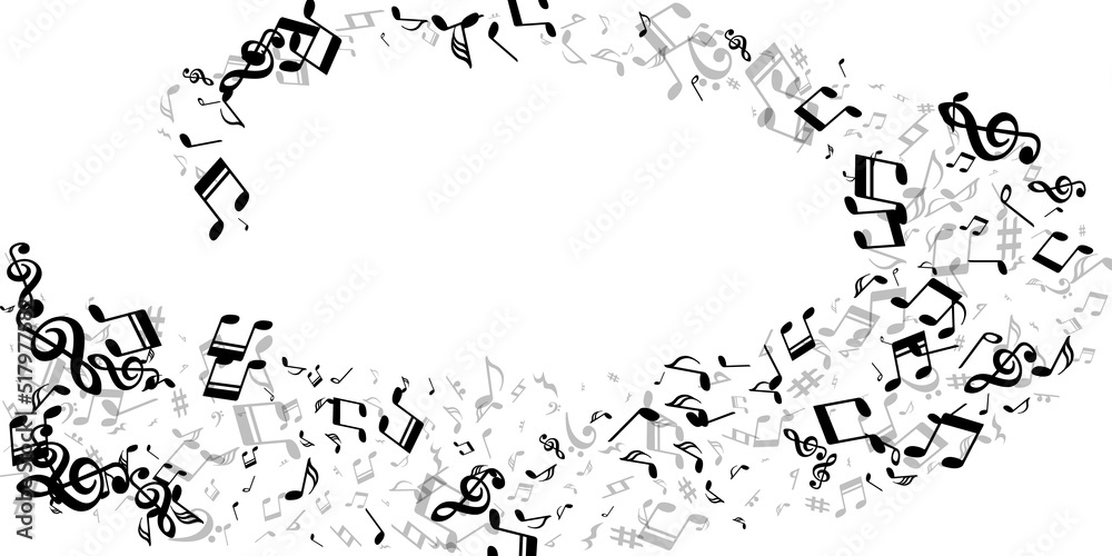 Music note symbols vector background. Song