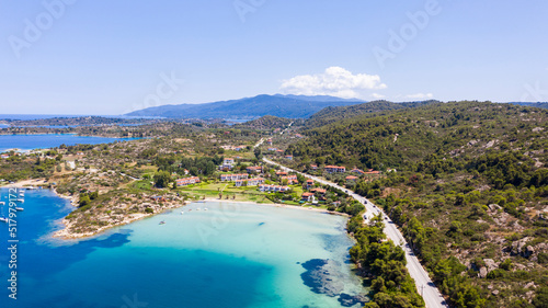 Aerial view of the idyllic seascape on the Sithonia peninsula in Halkidiki. © ba11istic