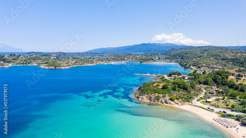 Aerial view of the idyllic seascape on the Sithonia peninsula in Halkidiki. © ba11istic