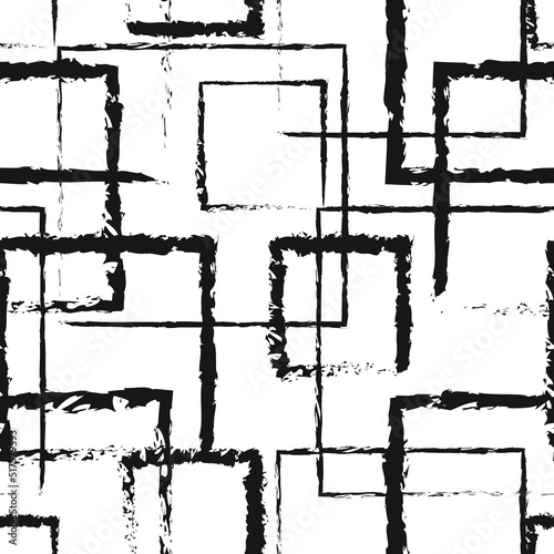 Geometric pattern design. Square vectors with brush stroke. Endless surface pattern design ready to print. 