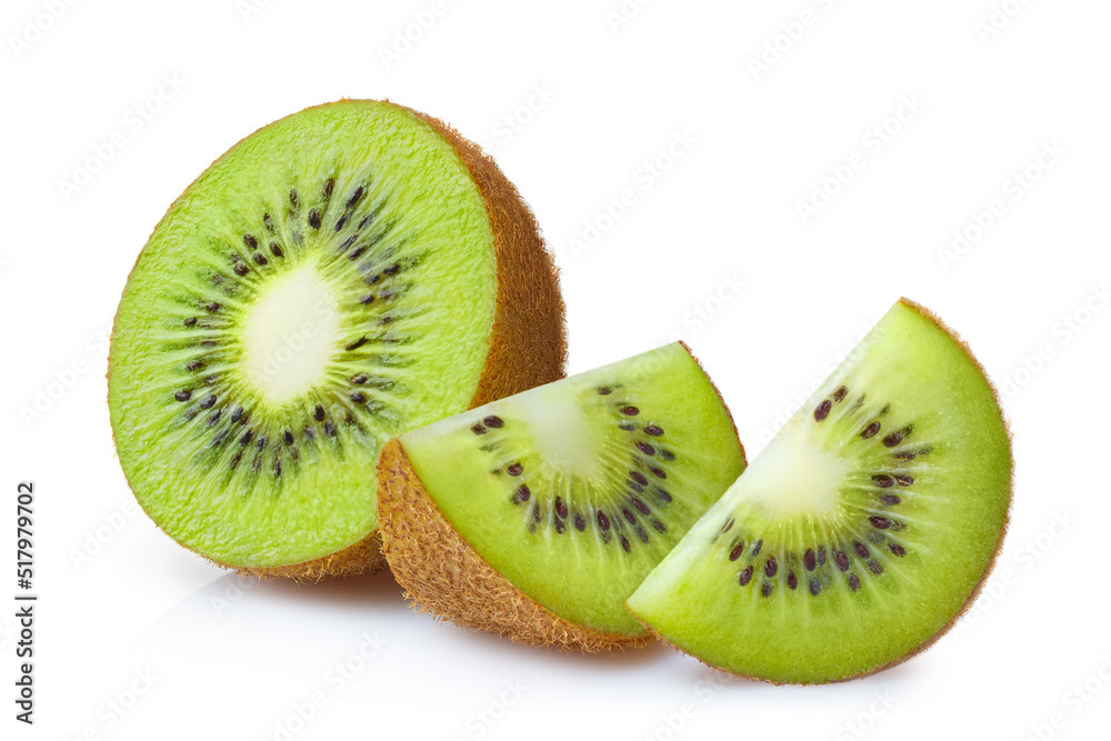 Delicious ripe kiwi fruits, isolated on white background Delicious ripe kiwi fruits, isolated on white background