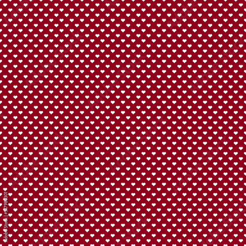Seamless Small White Hearts on Red Background