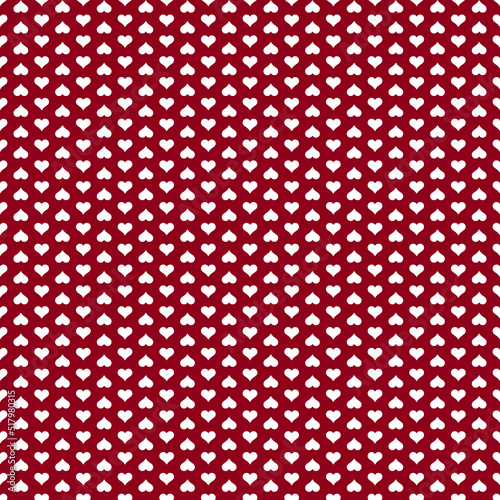 Seamless Small White Hearts on Red Background
