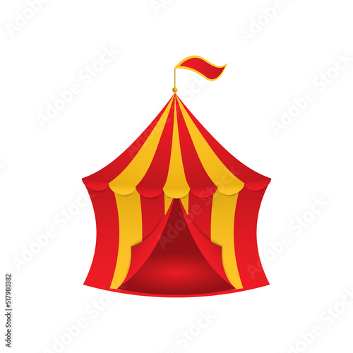 Circus tent vector illustration. Red and yellow tent.