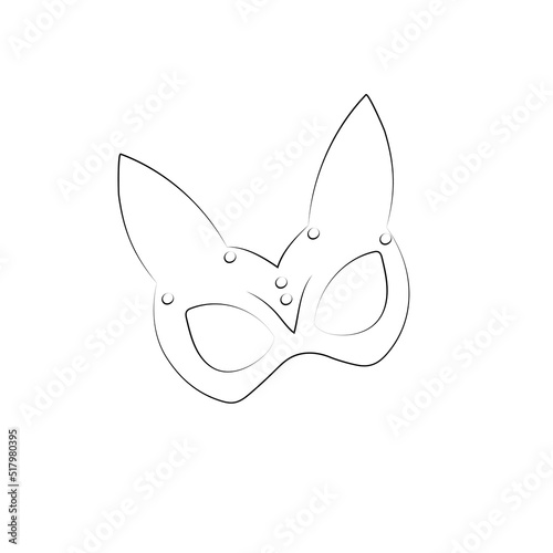 Bunny BDSM fetish mask. Sex toy, sex shop stuff. Erotic site item. Vector sketch illustration