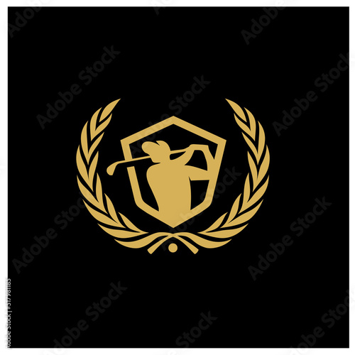 Golf logo. Golf tournament symbol design. Champion player contest team championship. Golf club company - badge, symbol, sign or emblem icon. Vector illustration.