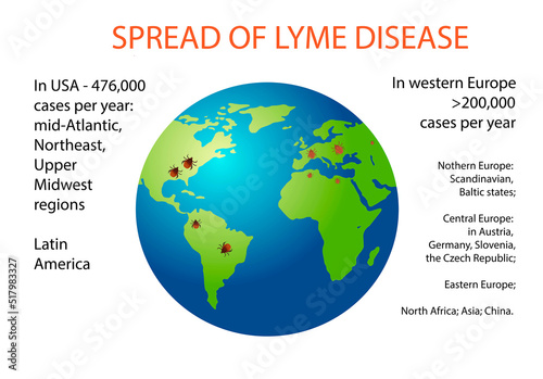 Spread of Lyme disease, vector illustration