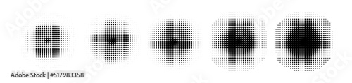 Halftone circles, halftone dot pattern set icon