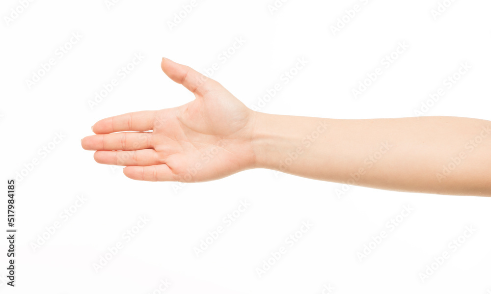 hands show gestures. female hands show gestures on a white background isolated.