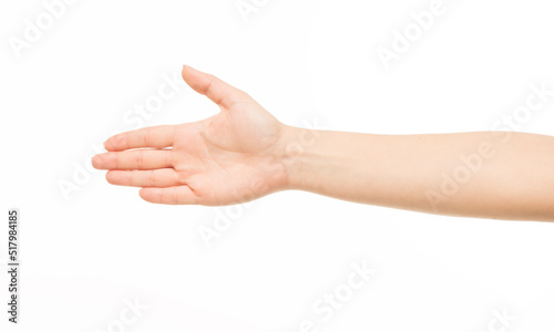 hands show gestures. female hands show gestures on a white background isolated. © serhii