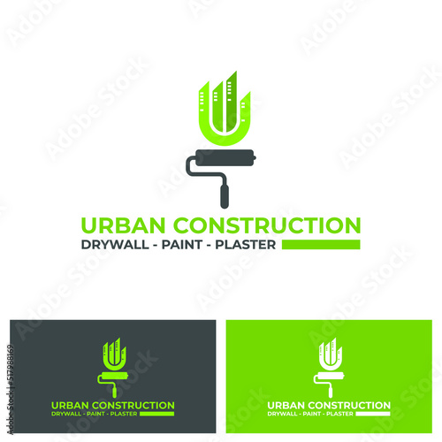 Modern Green Drywall House Logo Design